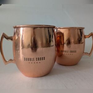 Brass Double Cross Vodka Mugs (set of 2). Moscow Mule Mugs.